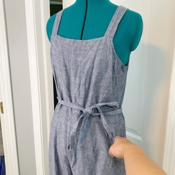 GAP Chambray One Piece Sleeveless Wide Leg Capri Summer Romper Jumpsuit - Picture 7 of 16